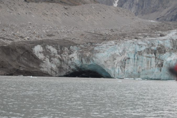 an arch in a glacier front